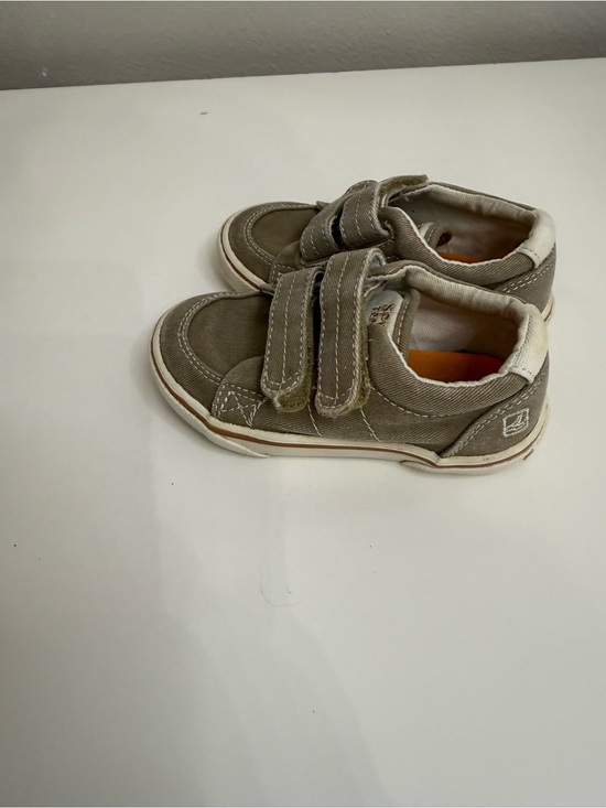 Sperry Other - Sperry Kids Taupe green Canvas Hook-and-Loop Sneakers size 5